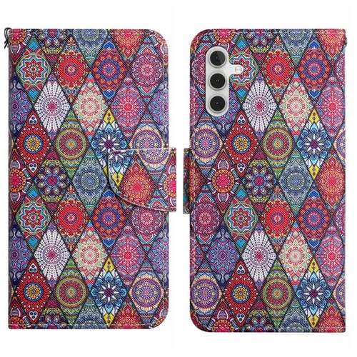 Funda de Cuero Samsung Galaxy A05S Patrón Caleidoscopio de Diamantes (Colores)