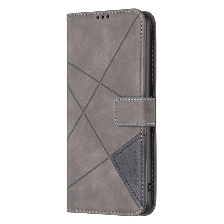 Funda de Cuero con Textura de Rombos y Hebilla Magnética para OnePlus 13 Bf05 (Gris)