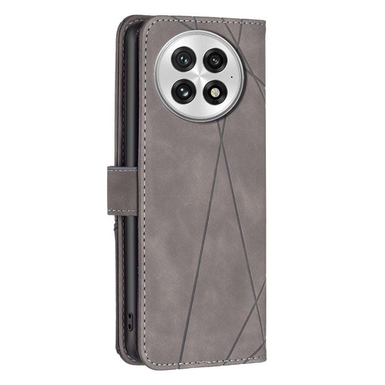 Funda de Cuero con Textura de Rombos y Hebilla Magnética para OnePlus 13 Bf05 (Gris)