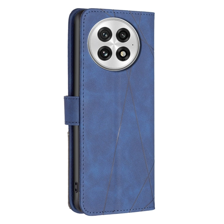 Funda de Cuero con Textura de Rombos y Hebilla Magnética para OnePlus 13 Bf05 (Azul)