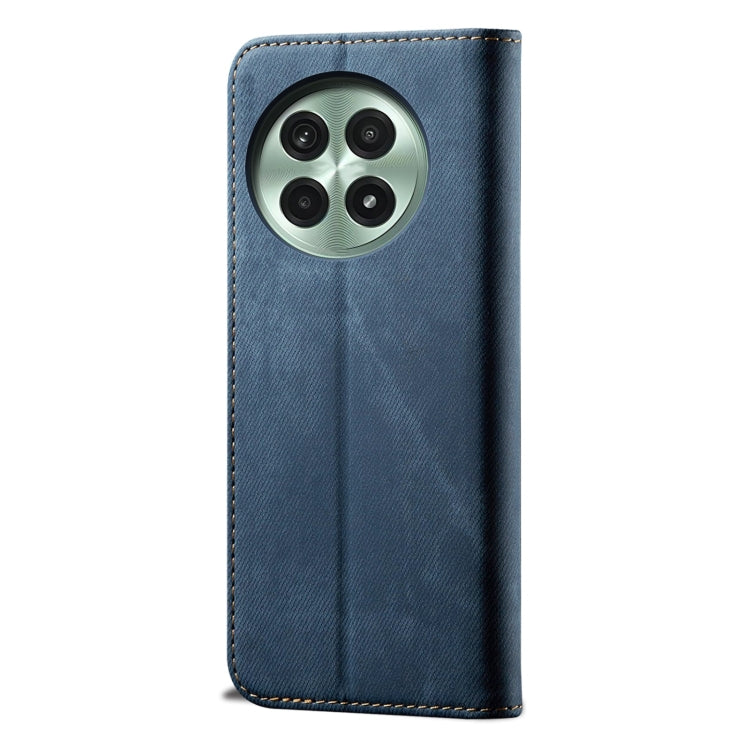 Funda de Cuero con Tapa Horizontal y Textura Vaquera para OnePlus 13 (Azul)