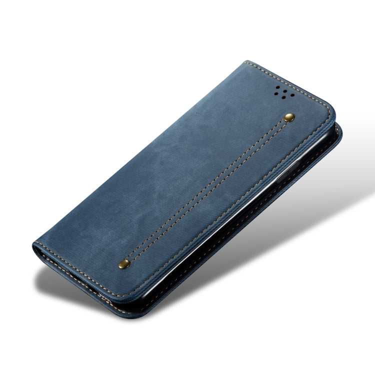 Funda de Cuero con Tapa Horizontal y Textura Vaquera para OnePlus 13 (Azul)