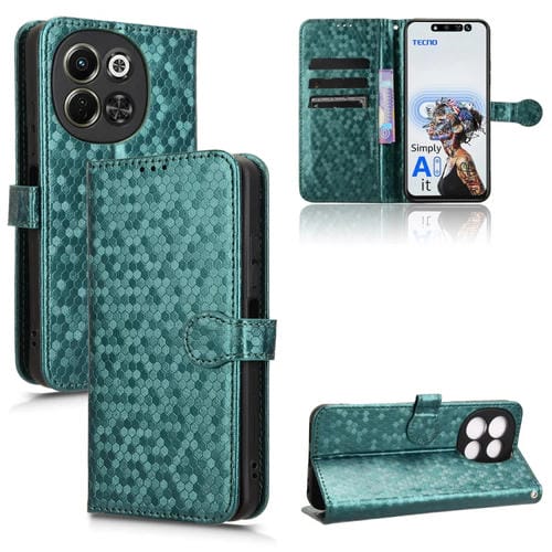 Funda de Cuero para Tecno Pova 6 Neo 5G Spark 30 5G con Textura de Puntos Panal (Verde)