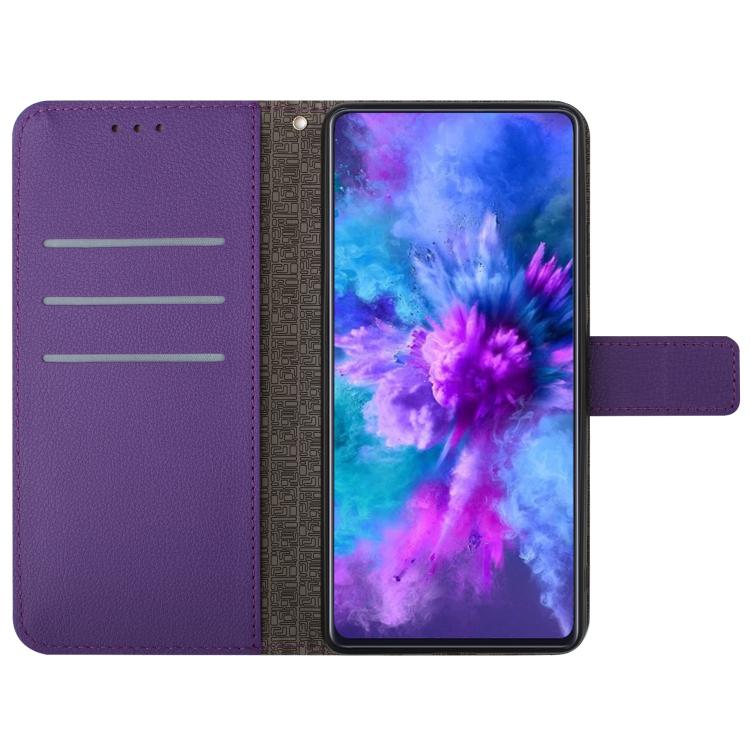 Funda de Cuero para OnePlus 13 con Textura de Cuadrícula Rómbica (Morado)