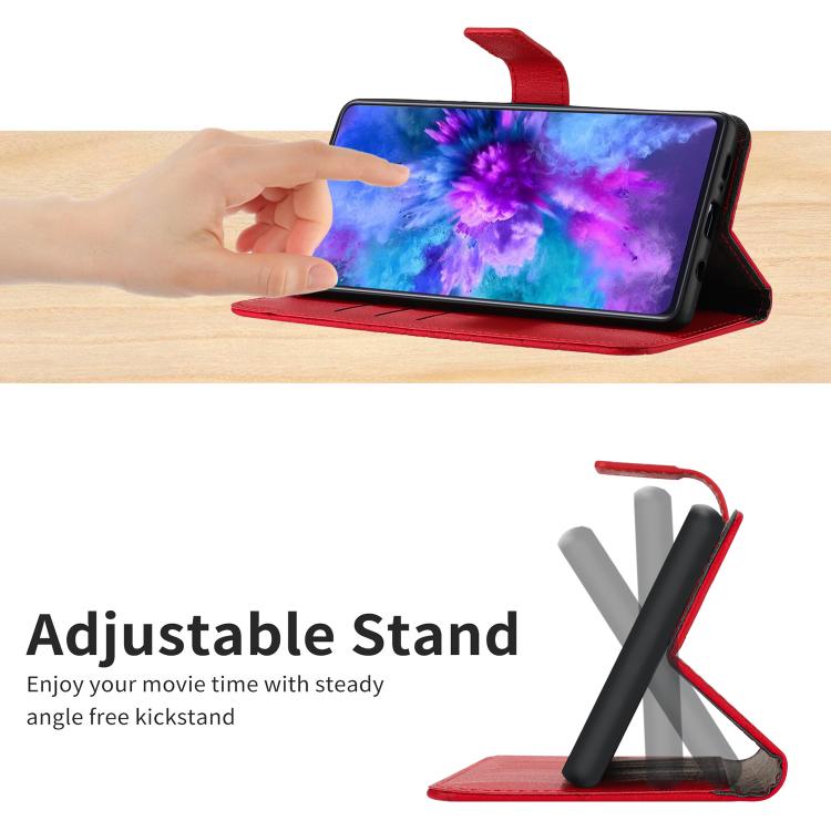 Funda de Cuero con Textura de Cuadrícula Rómbica para OnePlus 13 (Rojo)