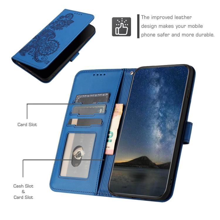 Funda de Cuero con Tapa para Huawei P50 Pro Diseño Flor de Datura (Azul)