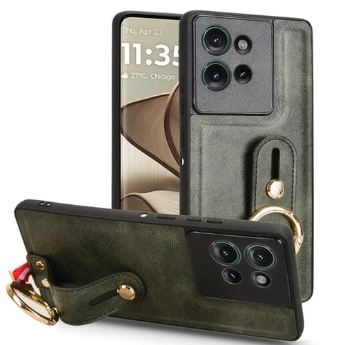 Funda de Cuero con Correa para el Cuello Motorola Edge 50 5G (Verde)