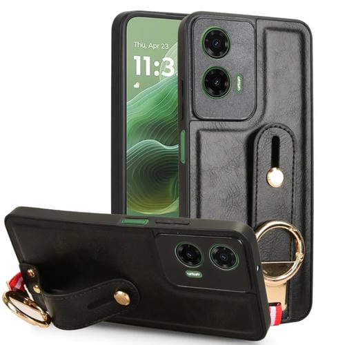Funda de Cuero con Correa para El Cuello Motorola Moto G35 5G (Negro)