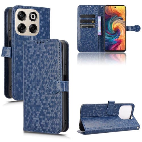 Funda de Cuero Textura Panal para ZTE Blade V70 (Azul)