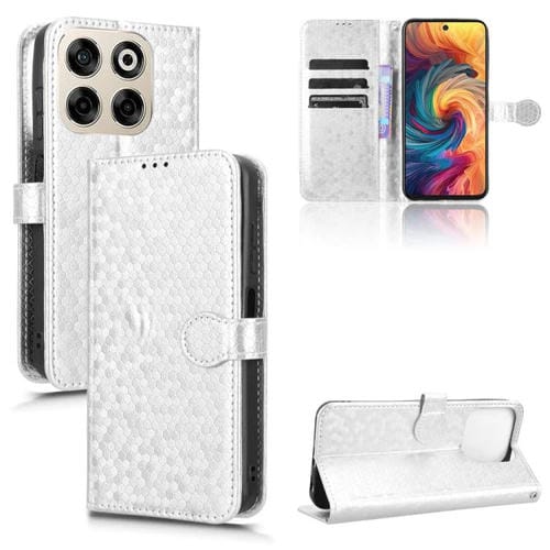 Funda de Cuero Textura Puntos Panal para ZTE Blade V70 (Plateada)