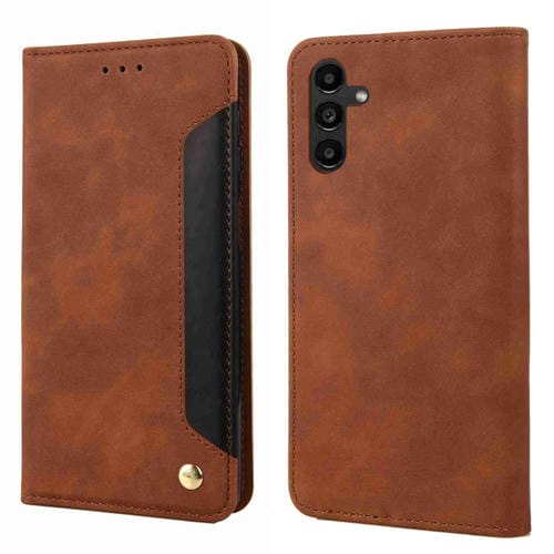 Funda para Samsung Galaxy A35 Skin Feel Splicing Cuero (Marrón)