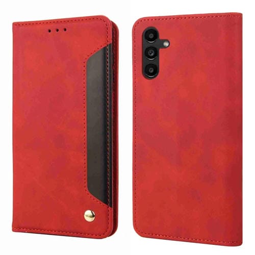 Funda de Cuero para Teléfono Samsung Galaxy A55 Skin Feel Splicing (Rojo)