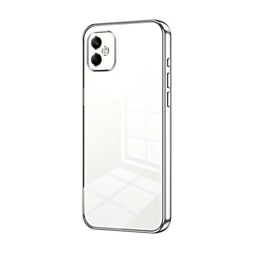 Funda para Teléfono Samsung Galaxy A05 con Orificio Fino y Revestimiento Transparente (Plata)