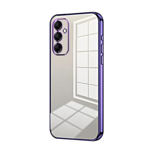 Funda para Teléfono Samsung Galaxy M14 Orificio Fino Revestimiento Transparente (Púrpura)