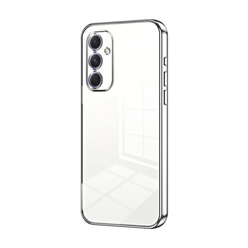 Funda para Teléfono Samsung Galaxy A54 5G Orificio Fino Revestimiento Transparente (Plateado)