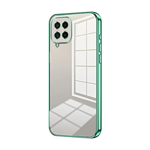 Funda para teléfono Samsung Galaxy M53 5G con orificio fino y revestimiento transparente (Verde)