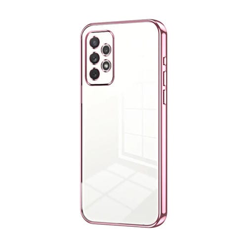 Funda para Teléfono Samsung Galaxy A72 4G 5G con Orificio Fino y Revestimiento Transparente (Rosa)
