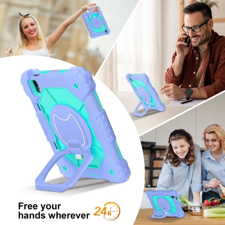 Funda híbrida de silicona Robot para iPad Mini 2024 Mini 6 (Morado Verde Menta)