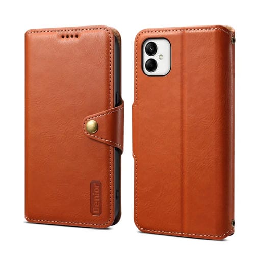 Funda para Teléfono Samsung Galaxy A05 Denior Textura de Piel de Vaca Estilo Billetera (Marrón)
