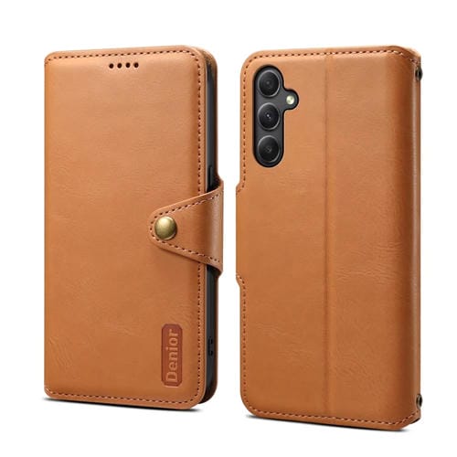 Funda para Teléfono Samsung Galaxy A24 5G Denior Textura de Piel de Vaca Estilo Billetera (Caqui)
