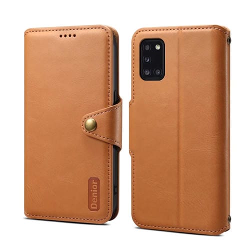 Funda para Teléfono Samsung Galaxy A31 4G Denior Textura Piel de Vaca Estilo Billetera (Caqui)