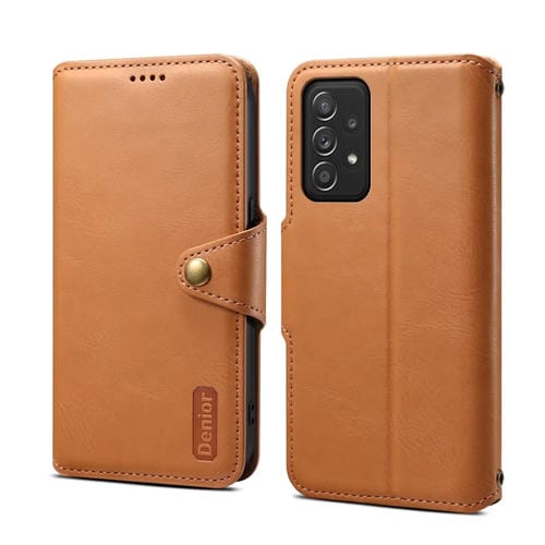 Funda para Samsung Galaxy A52 5G Denior Textura de Piel de Vaca Estilo Billetera (Caqui)