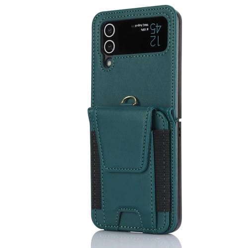 Funda para Teléfono Samsung Galaxy Z Flip3 Plegable con Ranuras para Tarjetas y Cordón Largo (Verde)