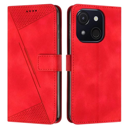 Funda de Cuero Triangular Dream Triangle para Teléfono Itel A50C con Cordón Largo (Rojo)