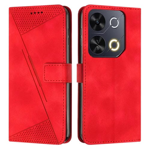 Funda de Cuero Triangular con Cordón Largo para Teléfono Itel P65 Dream (Rojo)