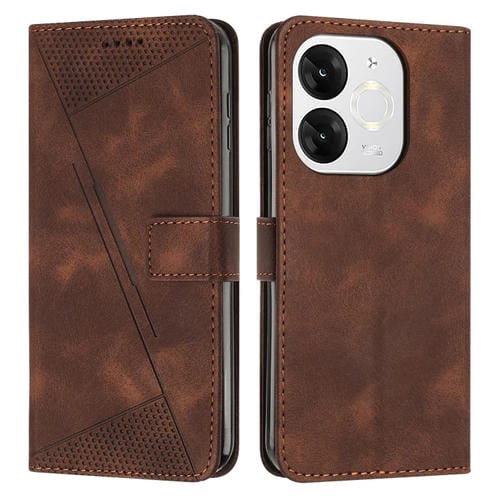 Funda de Cuero Triangular para Teléfono Itel A80 Dream con Cordón Largo (Marrón)