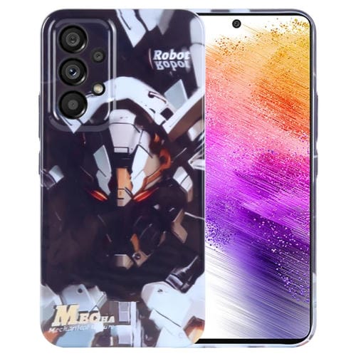 Funda para Teléfono Samsung Galaxy A73 5G PC con Orificio Preciso y Patrón Pintado (Robot Gris)
