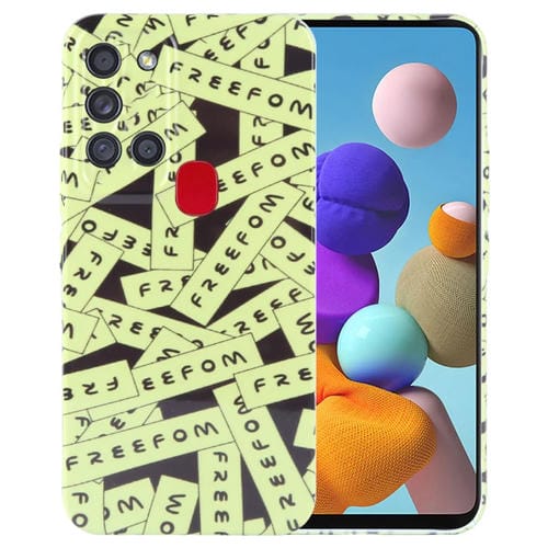 Estuche para Teléfono Samsung Galaxy A21S con Orificio Preciso para PC con Patrón Pintado (Verde)