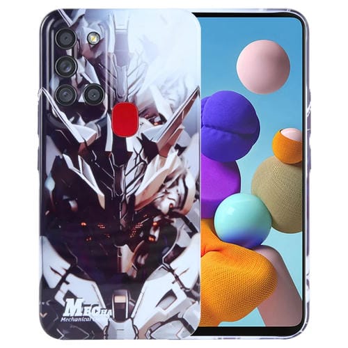 Estuche para Teléfono Samsung Galaxy A21S con Orificio Preciso PC Patrón Pintado (Robot Dorado)