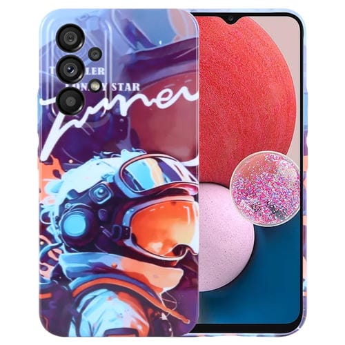 Funda para Teléfono Samsung Galaxy A13 4G con Orificio Preciso para PC con Patrón Pintado (Astronauta de Pintura Naranja)