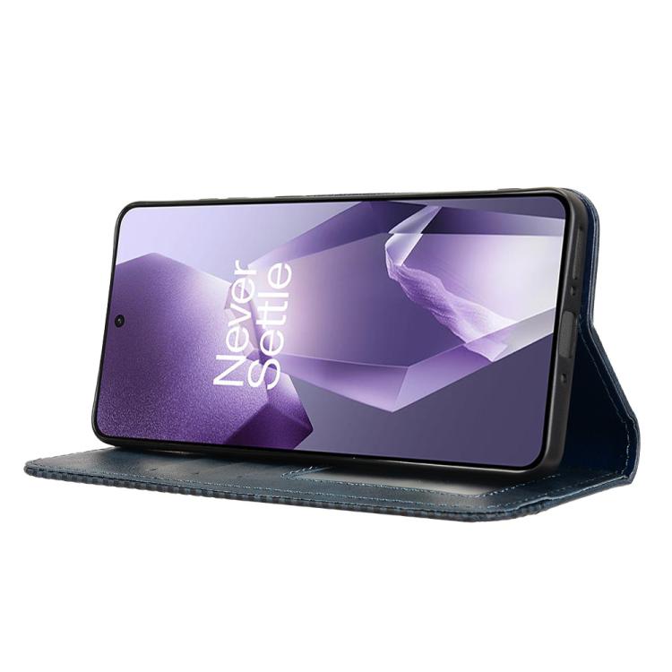 Funda de Cuero OnePlus Ace 5 5G / 5 Pro 5G / 13R 5G Textura Retro Hebilla Magnética (Azul)