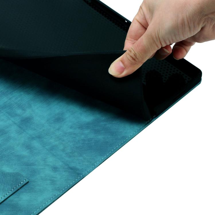 Funda de Piel para iPad Mini 2024/2021 con Relieve de Gato y Mariposa (Azul Cielo)