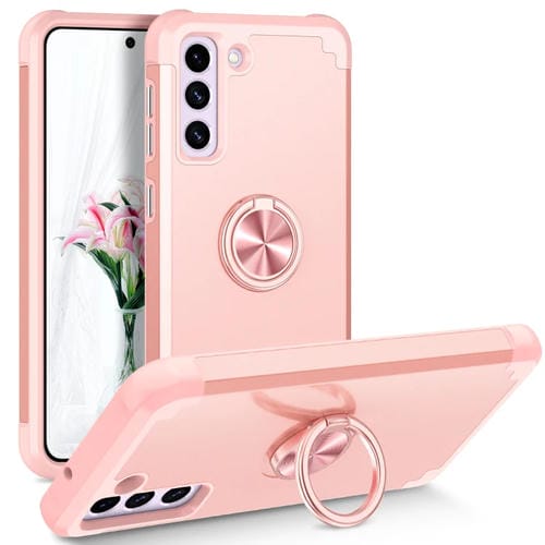 Funda para Samsung Galaxy S21 FE 5G L2 Magnética con Soporte de Anillo Giratorio (Oro Rosa)