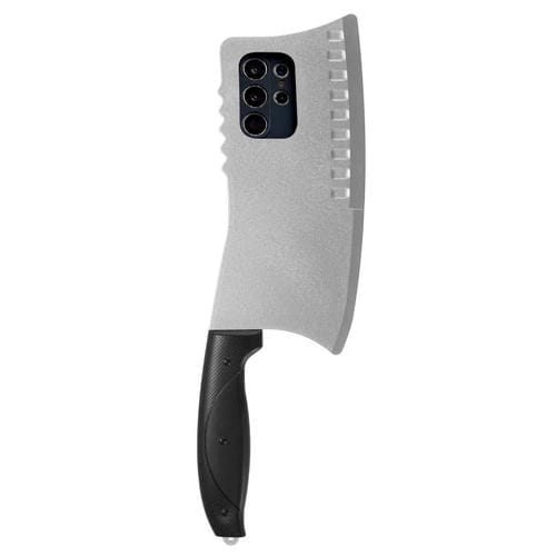 Funda de TPU + PC con diseño de cuchillo de cocina simulado para Samsung Galaxy S25 Ultra 5G (plateada)