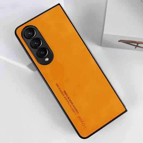 Funda para Teléfono Plegable Samsung Galaxy Z Fold4 I.Crystal Lambskin (Naranja)