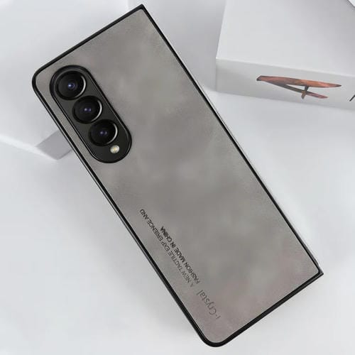 Funda para Teléfono Plegable Samsung Galaxy Z Fold4 I.Crystal Lambskin (Gris Claro)