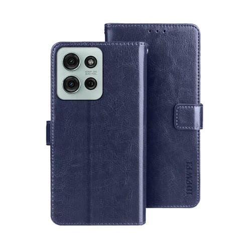 Funda de Cuero con Textura Crazy Horse para Motorola Moto G75 5G (Azul)