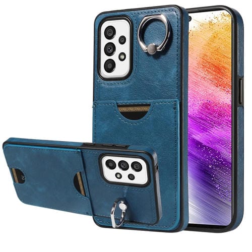 Funda para Teléfono Samsung Galaxy A73 5G con Soporte para Anillo y Ranura para Tarjeta (Azul)
