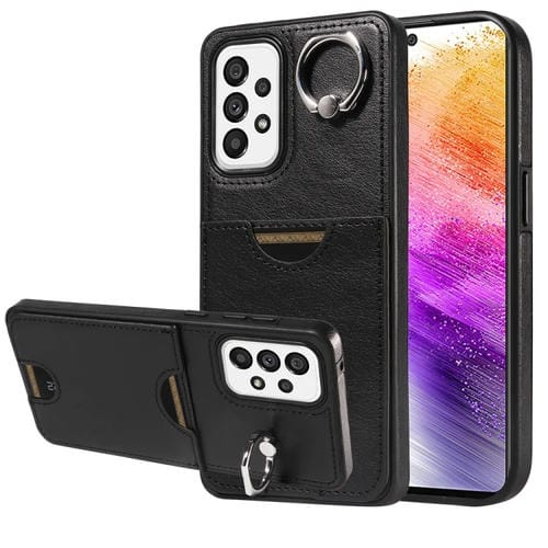 Funda para Teléfono Samsung Galaxy A73 5G con Soporte para Anillo y Ranura para Tarjeta (Negro)