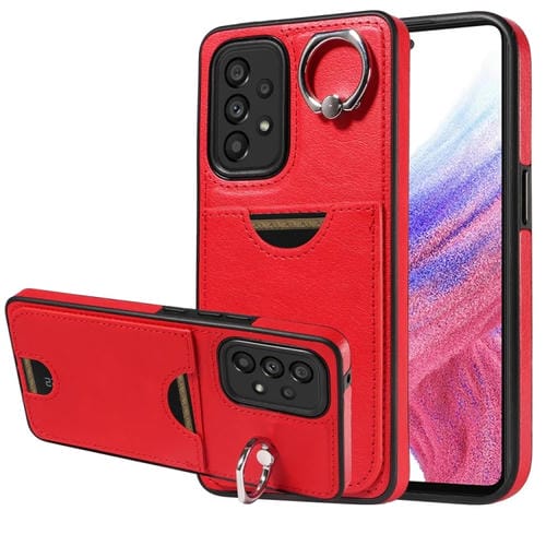 Funda para Teléfono Samsung Galaxy A53 5G con Soporte para Anillo y Ranura para Tarjeta (Rojo)