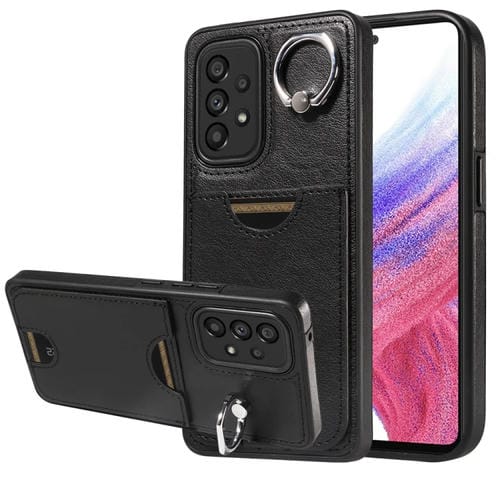 Funda para Teléfono Samsung Galaxy A53 5G con Soporte para Anillo y Ranura para Tarjeta (Negro)