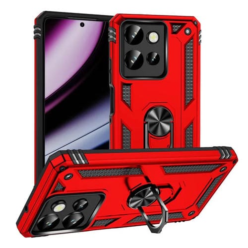 Funda TPU + PC a Prueba de Golpes con Soporte para Motorola Moto G Play 2025 / G Power 2025 (Rojo)