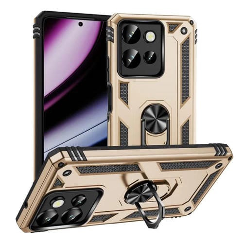 Funda TPU + PC a Prueba de Golpes con Soporte para Motorola Moto G Play 2025 / G Power 2025 (Dorada)