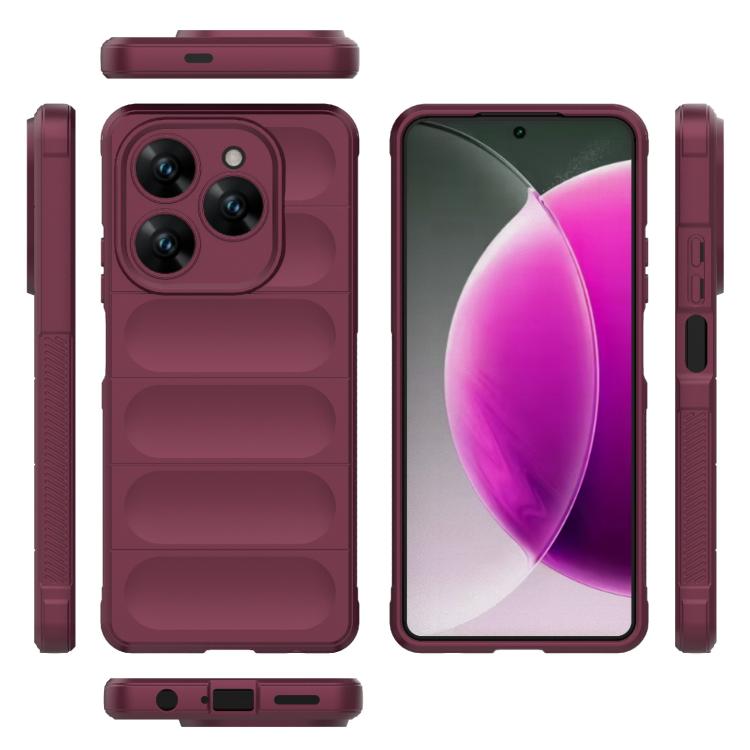 Funda TPU y Franela con Protección Mágica Global para Tecno Spark 20 Pro 4G (Rojo Vino)