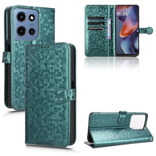 Funda de Cuero con Textura de Puntos Panal para Motorola Moto G 5G 2025 (Verde)