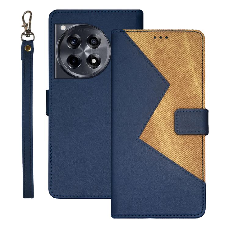 Funda de Cuero Bicolor Idewei para OnePlus 12R (Azul)